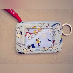 Vera Bradley Peanuts Snoopy Ski Slope Zip ID Holder with Keyring